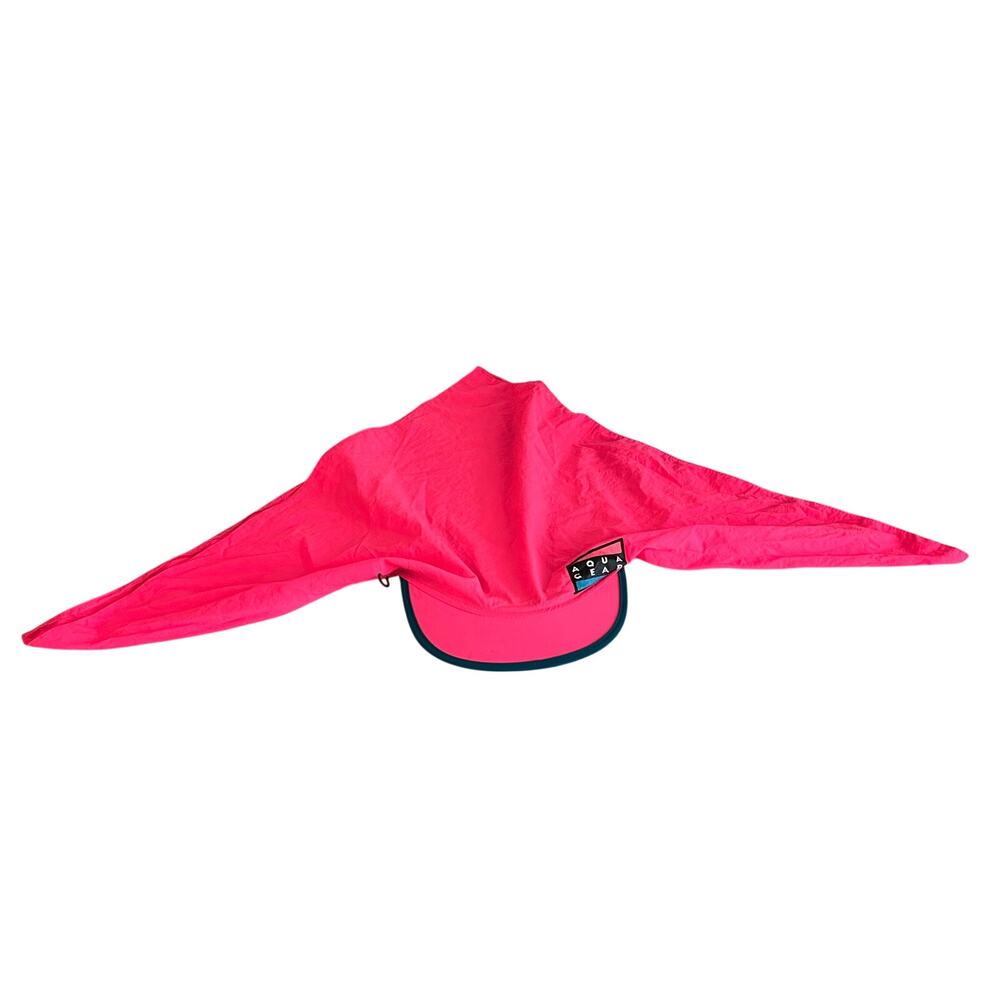Vintage Aqua Gear Sun Cape Hat Neon Pink Fishing Beach Running Visor Cap